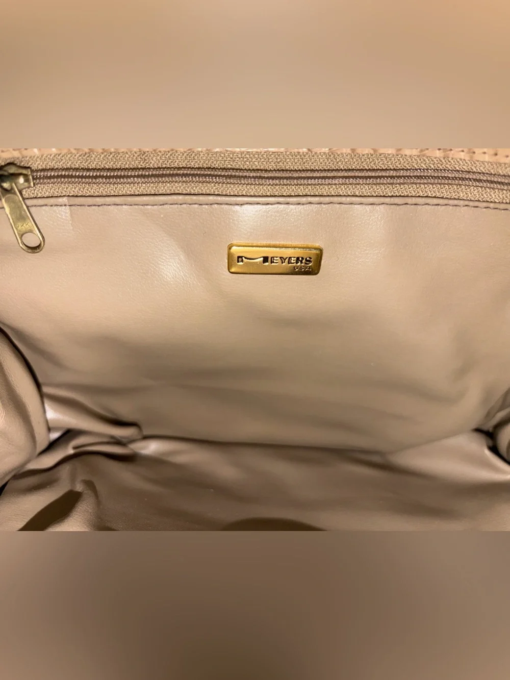 Meyers Vintage Neutral Lizard-Embossed Leather Clutch or Crossbody- Beige